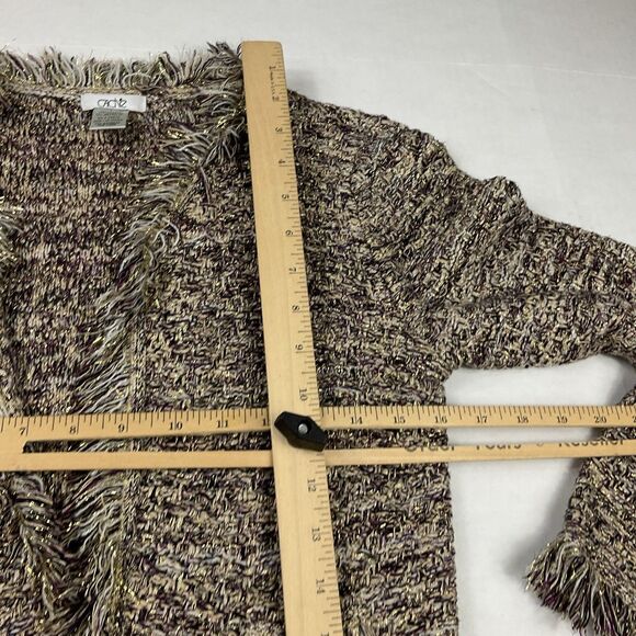 Cache Tweed Cropped Fringe Jacket Metallic Bouclé Blazer Small Y2K Parisian Chic - Picture 7 of 9